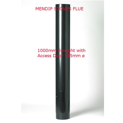 Picture of Matt Black Flue Pipe 125mm Straight Length