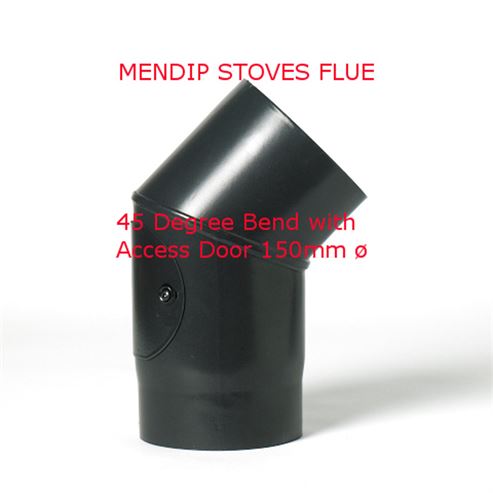 Picture of Matt Black Enamel Flue Pipe 150mm - 135 BEND